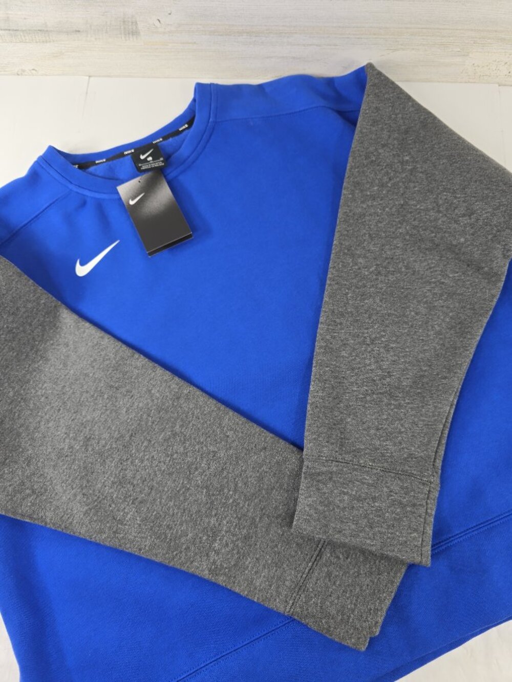 NIKE Womens Blue Gray Sportswear Long Sleeve Crew Neck Pullover Sweatshirt Sz XL
